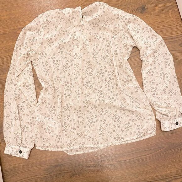 🌷 Dorothy Perkins🌷Sheer Cream White Animal Print Blouse Shirt - Picture 4 of 14